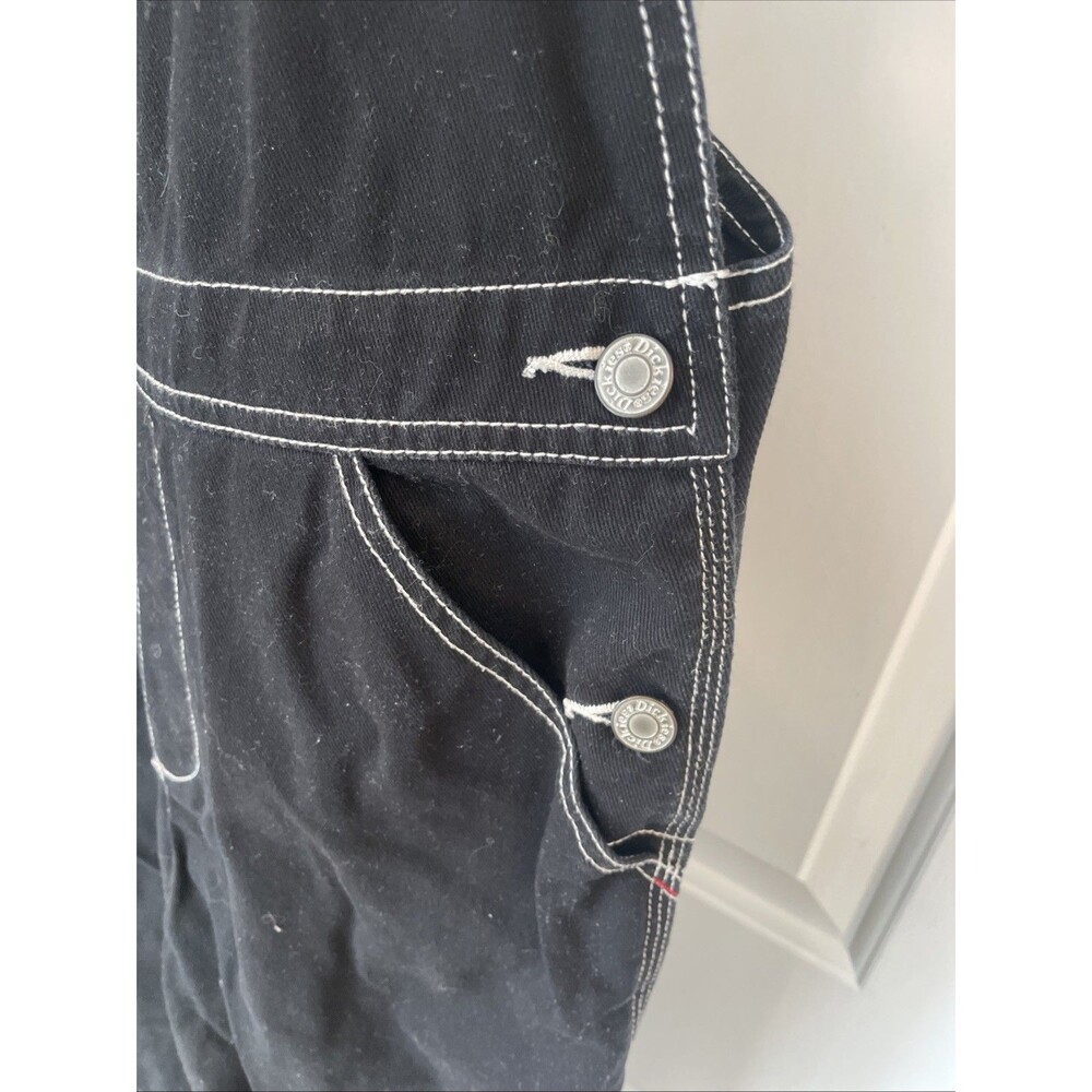 Dickies Women’s Black Contrast Stitch Carpenter Bib Overalls Cotton Medium - Picture 9 of 10